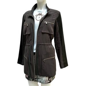 AS by DF Olive Green Military Utility‎ Boyfriend Jacket Upcycled Leather Sz M